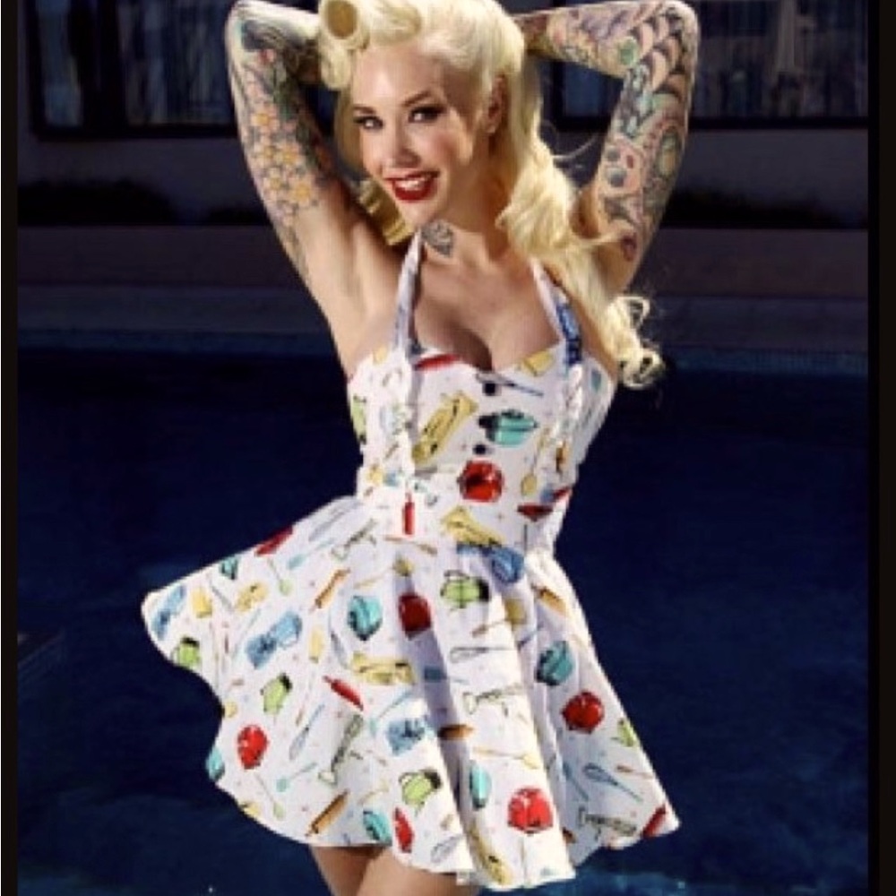 One of a kind, hand made vintage kitchen kitch print mini dress